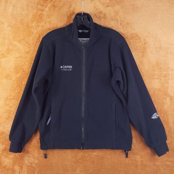 COLUMBIA Womens Jacket Small Black Zip Up Omni Therm Stretch Outdoor Logo - Picture 1 of 8